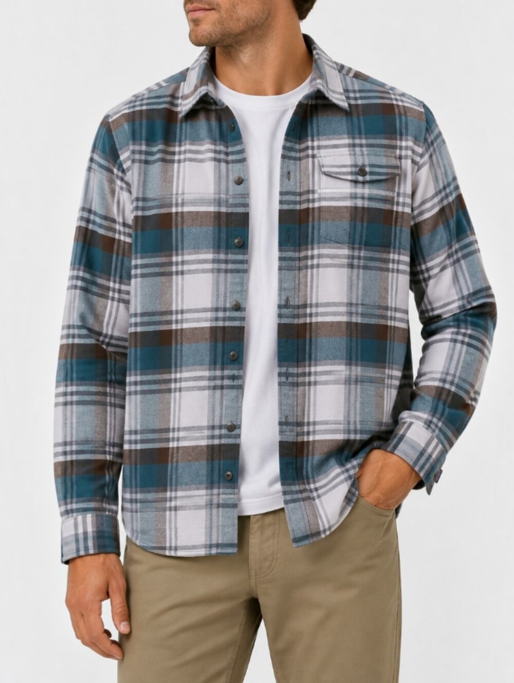 Patagonia Lightweight Fjord Flannel Shirt Organic Cotton Plaid Button Up Men's M